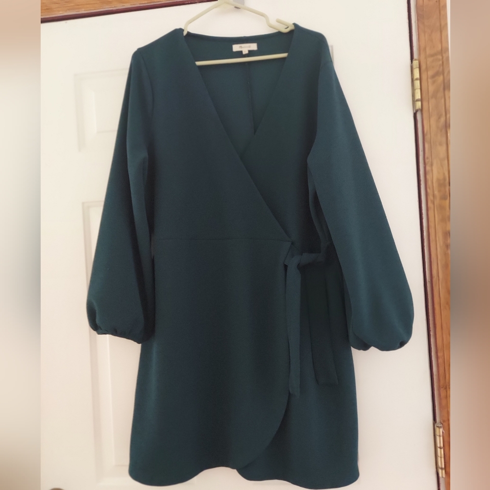 Madewell Deep Green Long Sleeve Wrap Dress